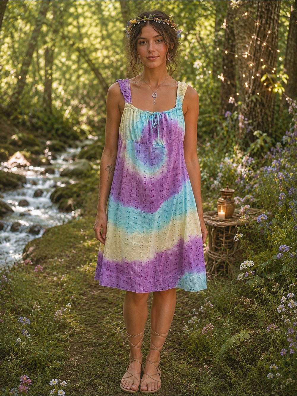 Vintage Le Château Pastel Eyelet Sundress | Fairycore Cottagecore Y2K | Size M - Picture 1 of 7
